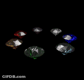 Six Colored Diamonds In Circle On Black GIF