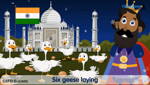 Six Geese Laying In Front Of A Mosque GIF