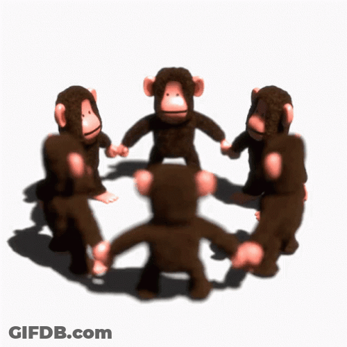 Six Spinning Brown Monkey GIF