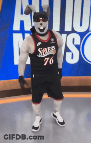 Sixers Mascot In Black Jersey GIF