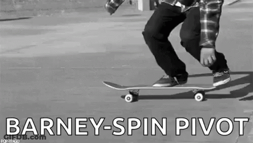 Skate Board Barney Spin Pivot Trick GIF