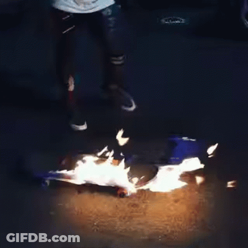 Skate Board Hair On Fire GIF