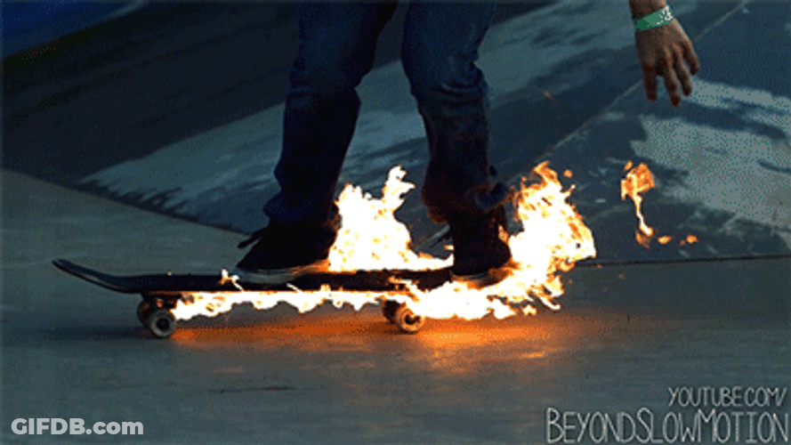 Skateboard On Fire GIF