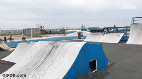 Skateboarder Doing Trick On Ramp GIF