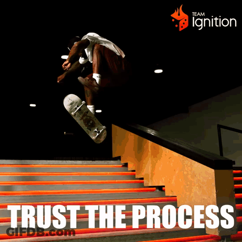 Skateboarder Doing Trick On Stairs GIF