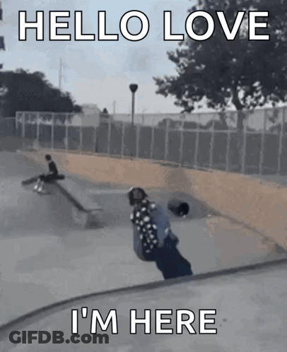 Skateboarder Doing Trick Saying Hello Love I'm Here GIF