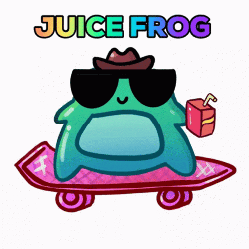 Skater With Juice Cute Frog GIF