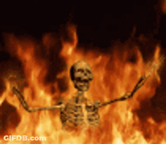 Skeletal Burning In Flame GIF