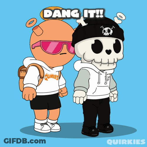 Skeleton And Angel Saying Dang It GIF