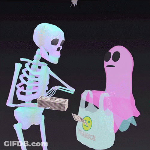 Skeleton And Ghost Money Dance GIF