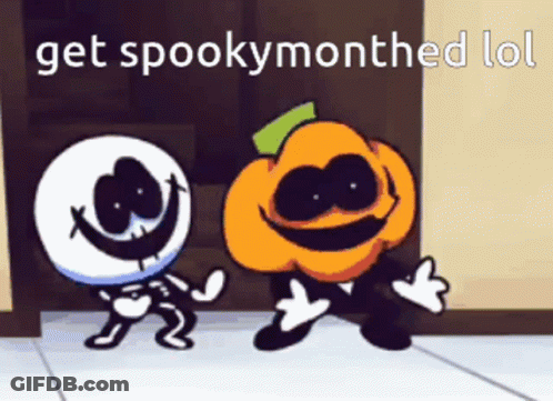 Skeleton And Pumpkin Dancing Get Spooky Month GIF