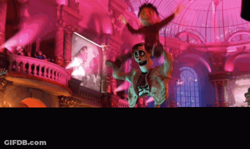 Skeleton Carrying Child On Shoulders GIF