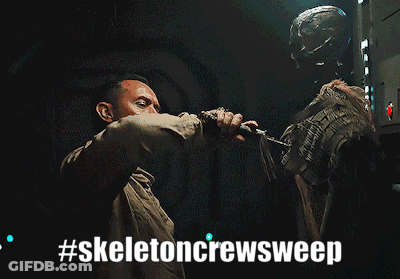 Skeleton Crewsweep Poster With Red Light Beam GIF