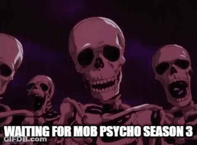 Skeleton Crowd Waiting For Mob Psycho Meme GIF