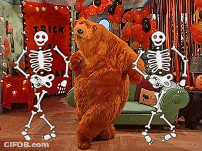 Skeleton Dance Bear Trick Or Treat GIF