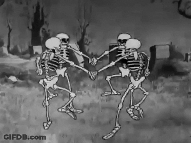 Skeleton Dance Holding Hands Meme GIF