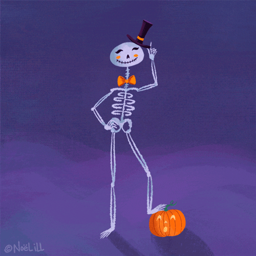 Skeleton Dance Purple Pumpkin Magician GIF