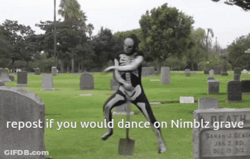 Skeleton Dancing In Cemetery Next To Grave GIF