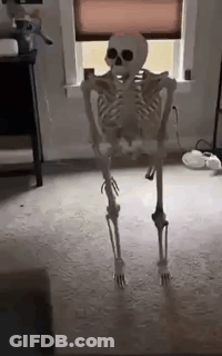 Skeleton Dancing In Store Aisle GIF