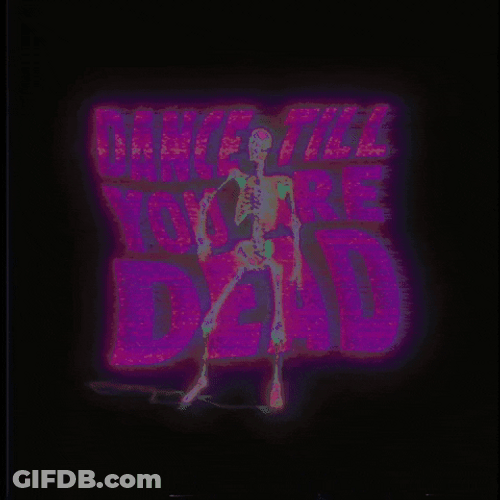Skeleton Dancing Neon Glitch Meme GIF