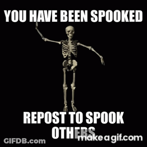 Skeleton Dancing Saying You Have Been Spooked GIF