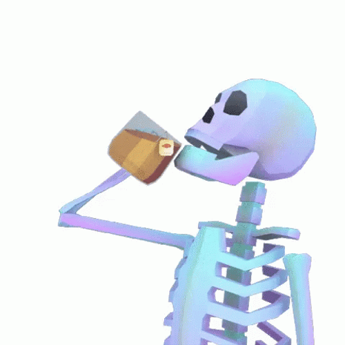 Skeleton Drinking Tea GIF