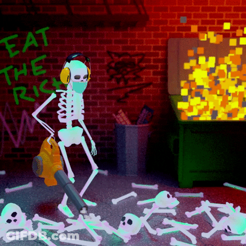 Skeleton Dumpster Fire Graphics GIF