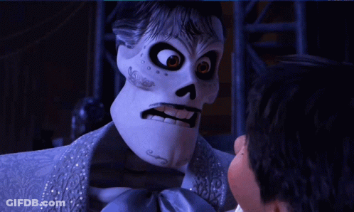 Skeleton Face Cartoon Character Looking GIF