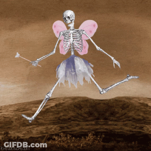 Skeleton Fairy With Pink Wings And Wand GIF