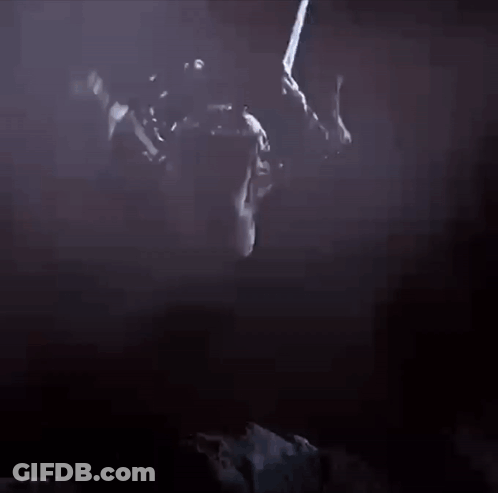 Skeleton Flying Through Foggy Room GIF