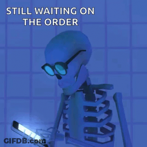 Skeleton Glasses Holding Phone Still Waiting On Order GIF
