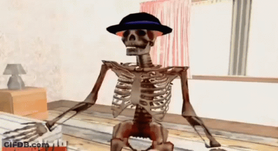 Skeleton Hitting With Bat Meme Animation GIF