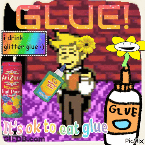 Skeleton Holding Arizona Fruit Punch And Glue GIF