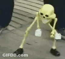 Skeleton Holding Bottle And Paper GIF