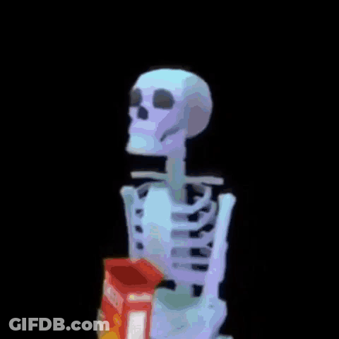 Skeleton Holding Cheetos Throwing Cheese GIF