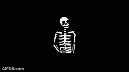 Skeleton Holding Coffee And Smoking GIF