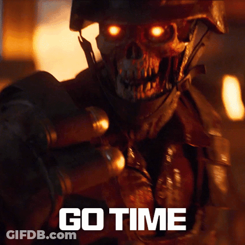 Skeleton Holding Gun Go Time GIF