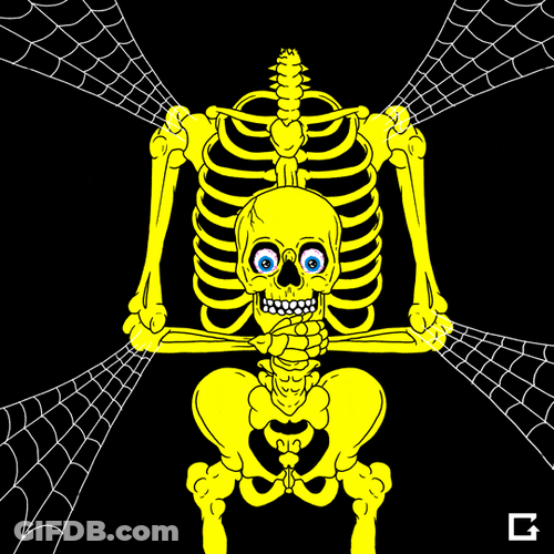 Skeleton Holding Head Meme GIF