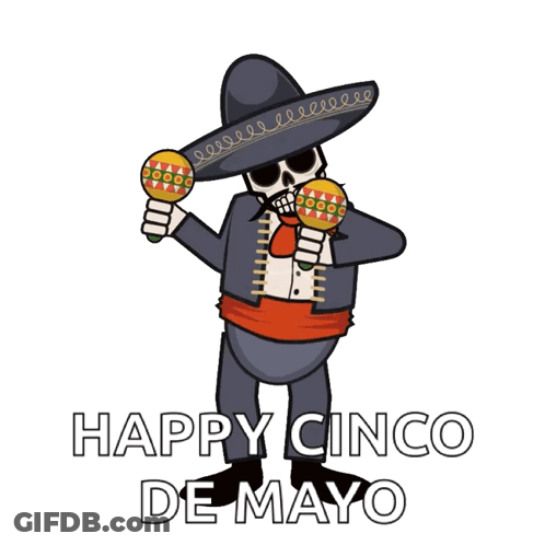 Skeleton Holding Maracas Happy Cinco De Mayo GIF