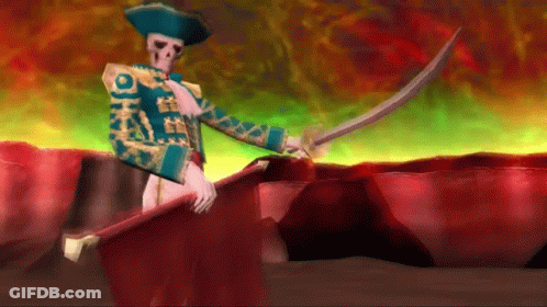 Skeleton Holding Sword And Flag GIF