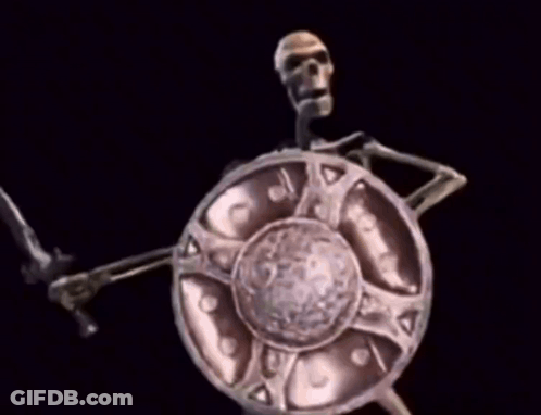 Skeleton Holding Sword And Shield GIF