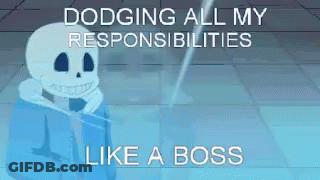 Skeleton Holding Sword Dodging All My Responsibilities Like A Boss GIF