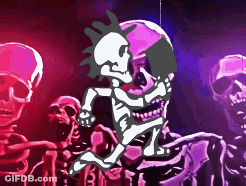 Skeleton Holding Sword In Front Of Skeletons GIF