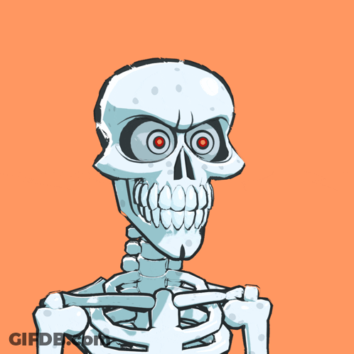 Skeleton Holding Two Guns With Red Eyes GIF