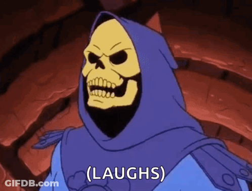 Skeleton In Blue Hood Laughing GIF