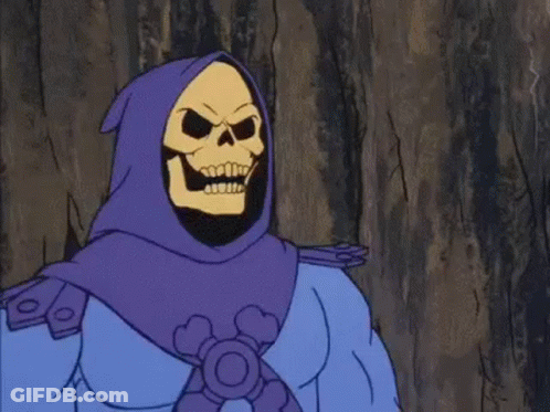 Skeleton In Purple Hood And Blue Shirt GIF