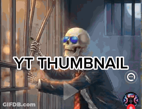 Skeleton In Suit Behind Bars With Yt Thumbnail GIF