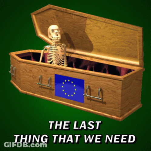 Skeleton In Wooden Coffin Saying Last Thing That We Need GIF