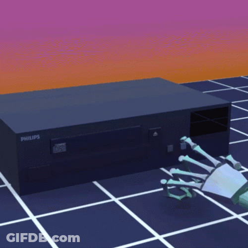 Skeleton Inserting Dvd In Dvd Player GIF