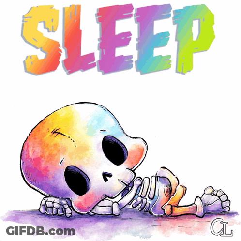 Skeleton Laying Down Saying Sleep GIF